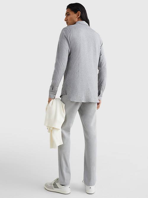 Tommy Hilfiger 1985 Essential Slim Fit Knitted Moški Srajce Siva | TH310QIA