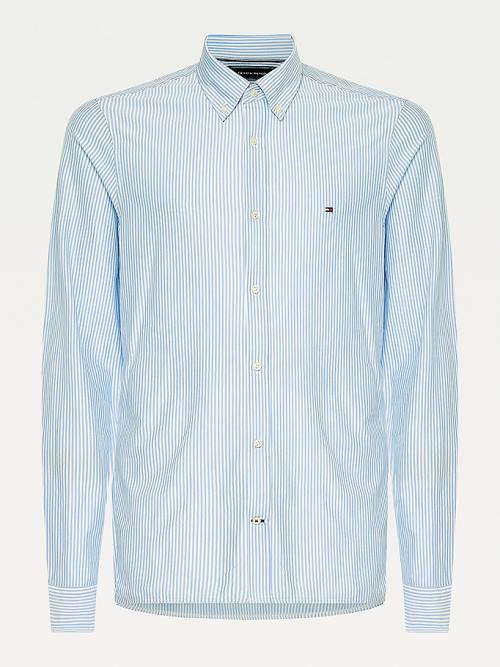 Tommy Hilfiger 1985 Essential Stripe Slim Fit Moški Srajce Modra | TH086OWE