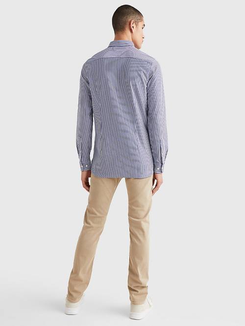 Tommy Hilfiger 1985 Essential Stripe Slim Fit Moški Srajce Modra | TH098EOQ