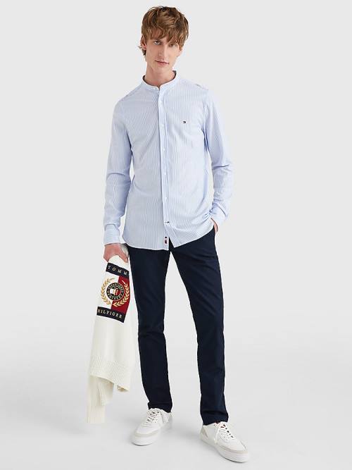 Tommy Hilfiger 1985 Essential Stripe Slim Fit Moški Srajce Modra | TH281AWF