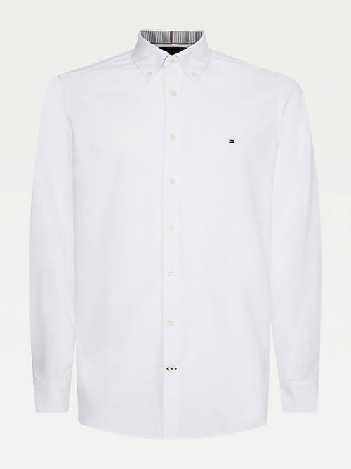 Tommy Hilfiger 1985 TH Flex Slim Fit Moški Srajce Bela | TH402QWJ