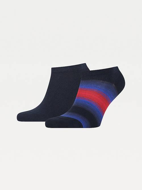 Tommy Hilfiger 2-Pack Baja Stripe Trainer Moški Nogavice Modra | TH802HLX