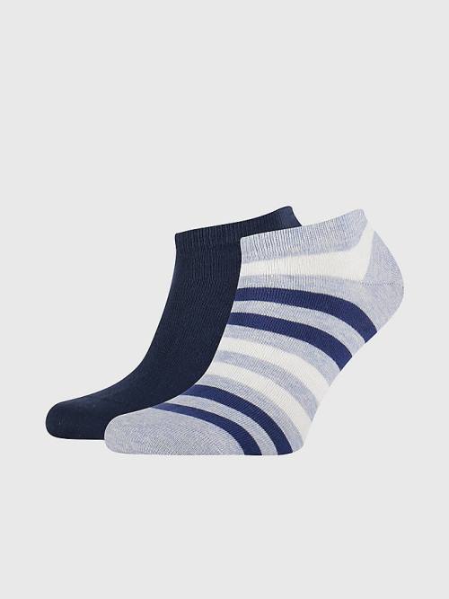 Tommy Hilfiger 2-Pack Stripe Trainer Moški Nogavice Modra | TH597SWR