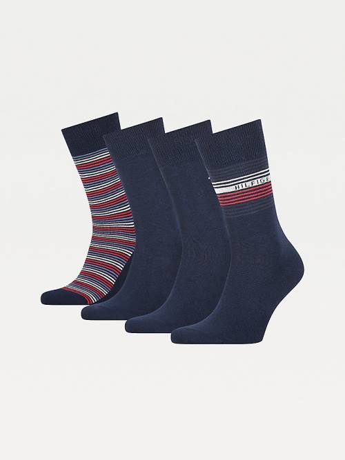 Tommy Hilfiger 4-Pack Gift Box Stripe Moški Nogavice Modra | TH326VNO
