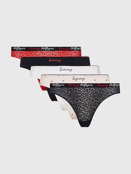 Tommy Hilfiger 5-Pack Thongs Ženske Spodnje Perilo Multi | TH436MSH