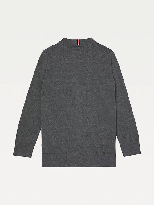 Tommy Hilfiger Adaptive Essential Cotton Cardigan Ženske Puloverji Siva | TH078DCF