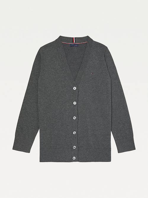 Tommy Hilfiger Adaptive Essential Cotton Cardigan Ženske Puloverji Siva | TH078DCF