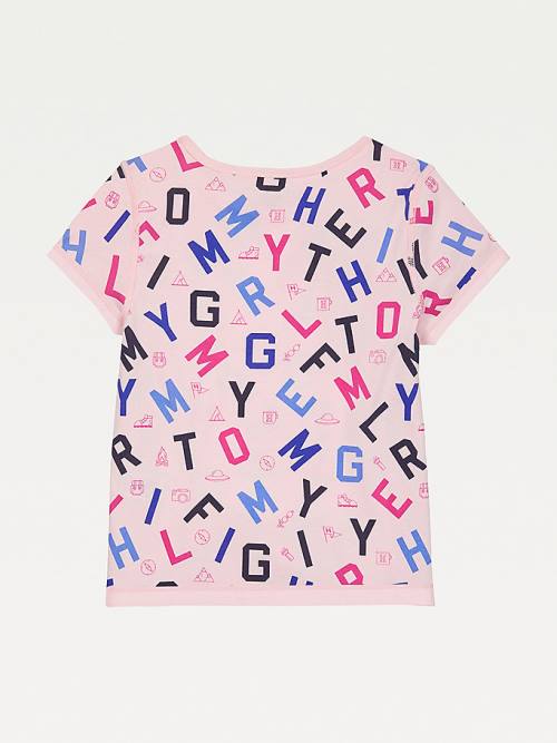 Tommy Hilfiger Adaptive Sensory Alphabet Print Dekleta Majice Roza | TH586LBU