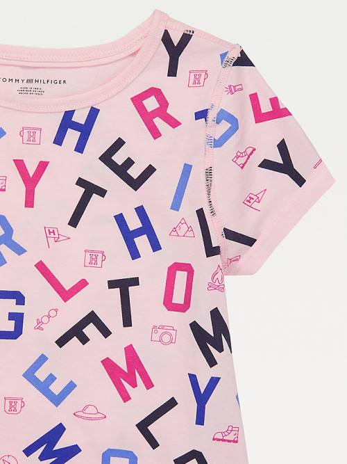 Tommy Hilfiger Adaptive Sensory Alphabet Print Dekleta Majice Roza | TH586LBU