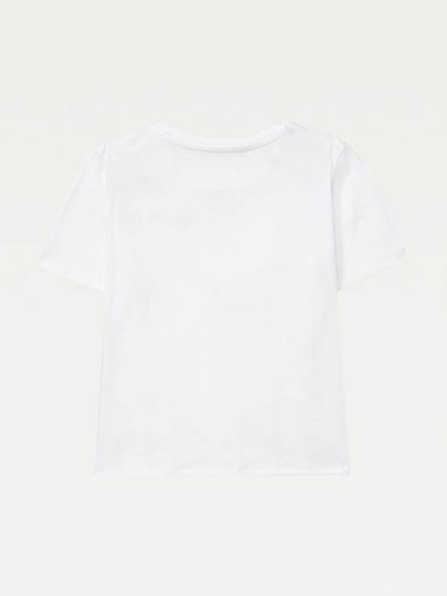 Tommy Hilfiger Adaptive Tie-Front Dekleta Majice Bela | TH724BFN