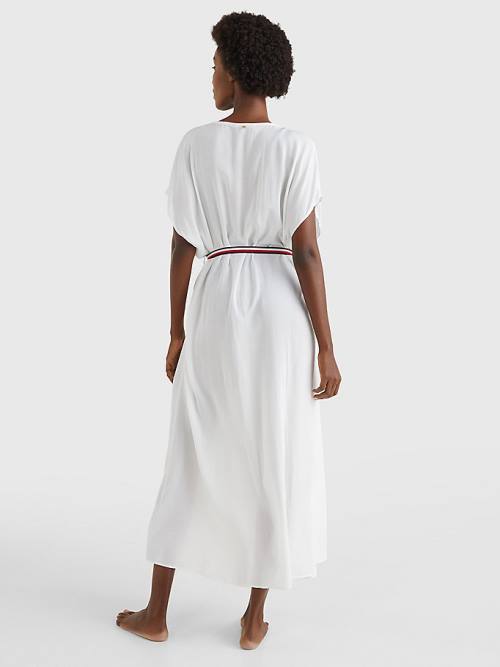 Tommy Hilfiger Adjustable Wrap Midi Dress Ženske Kopalke Bela | TH972NWK