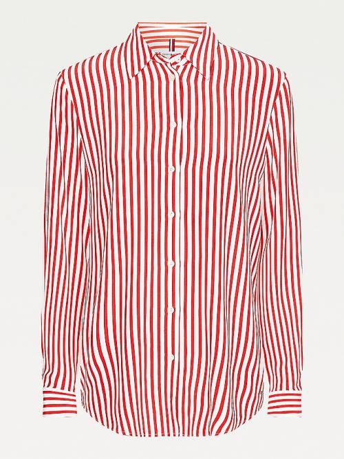 Tommy Hilfiger All-Over Print Regular Fit Viscose Ženske Bluza Rdeča | TH483ZSK
