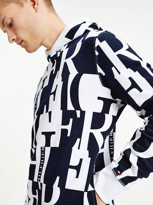 Tommy Hilfiger All-Over Text Print Moški Pulover s kapuco Rdeča | TH078OUZ