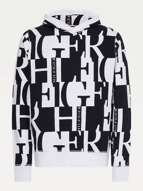 Tommy Hilfiger All-Over Text Print Moški Pulover s kapuco Rdeča | TH078OUZ