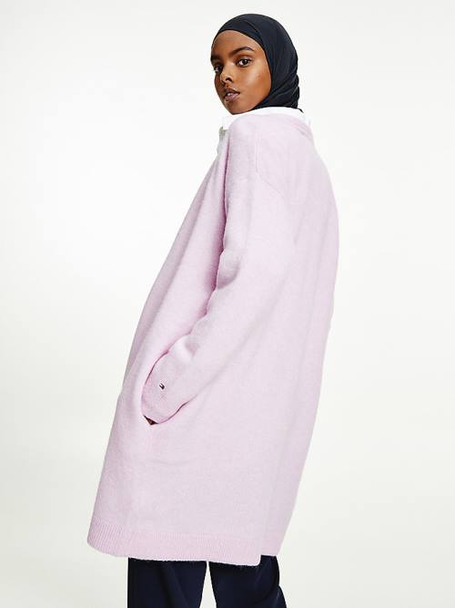 Tommy Hilfiger Alpaca Relaxed Open Cardigan Ženske Puloverji Vijolična | TH390KAZ