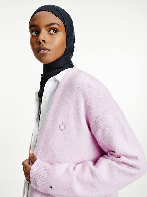 Tommy Hilfiger Alpaca Relaxed Open Cardigan Ženske Puloverji Vijolična | TH390KAZ