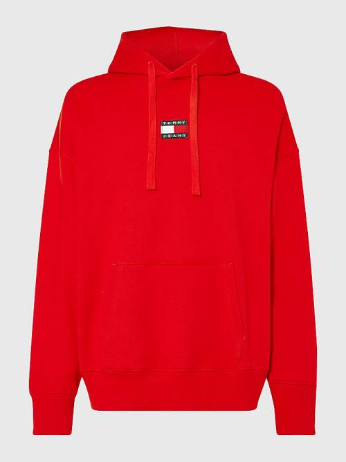 Tommy Hilfiger Badge Organic Cotton Moški Pulover s kapuco Rdeča | TH153RKA