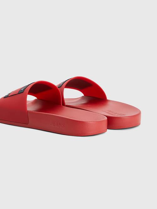 Tommy Hilfiger Badge Pool Slides Moški Sandali Rdeča | TH486MEF