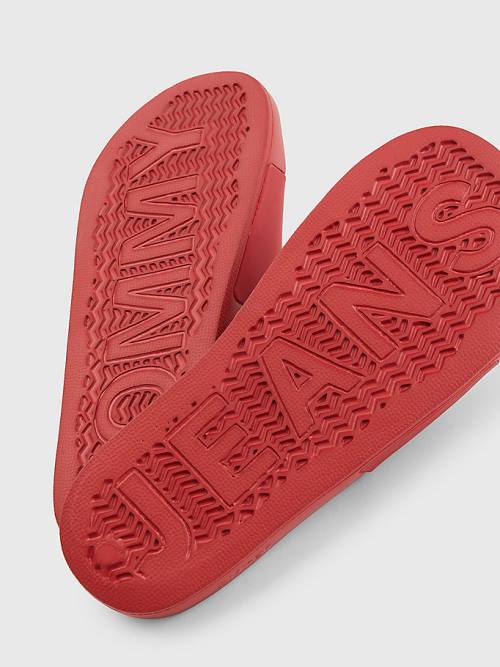Tommy Hilfiger Badge Pool Slides Moški Sandali Rdeča | TH486MEF