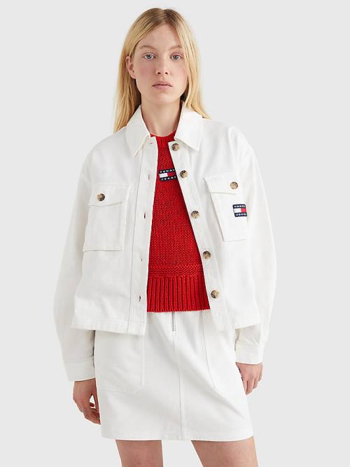 Tommy Hilfiger Badge Surplus Overshirt Ženske Srajce Bela | TH823PDH