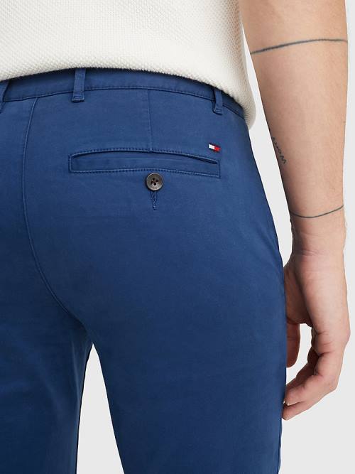 Tommy Hilfiger Bleecker Satin Slim Fit Chinos Moški Hlače Modra | TH912RZC