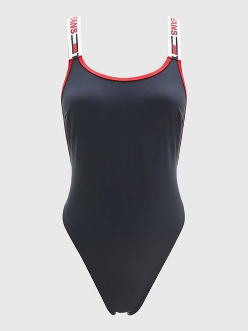 Tommy Hilfiger Brazilian One Piecesuit Ženske Kopalke Modra | TH916AMD