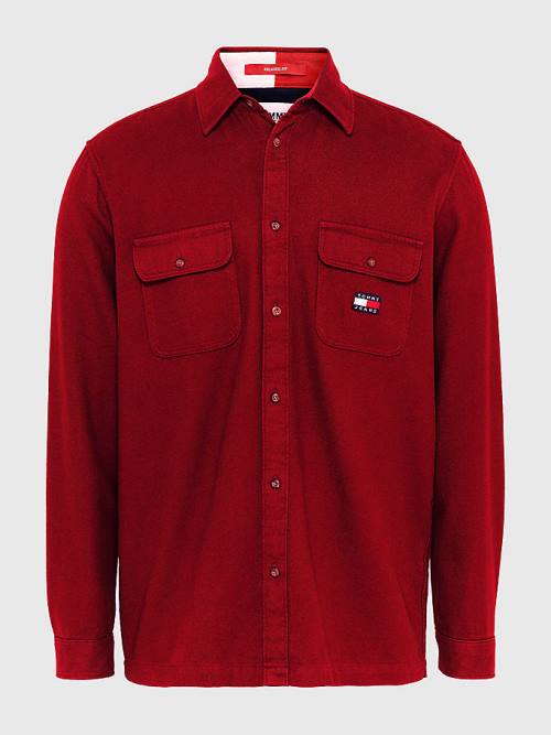 Tommy Hilfiger Brushed Organic Cotton Overshirt Moški Srajce Rdeča | TH568JBR