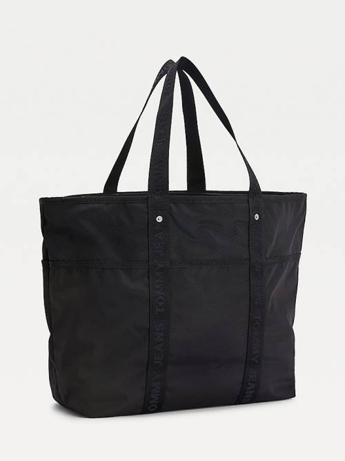 Tommy Hilfiger Campus Webbing Strap Tote Ženske Torbice Črna | TH376PMV