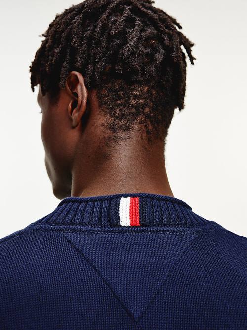 Tommy Hilfiger Chunky Knit Crew Neck Jumper Moški Puloverji Modra | TH709FGH