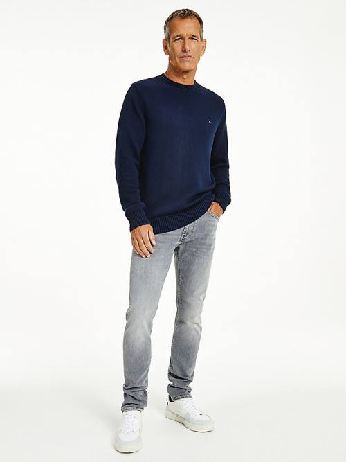 Tommy Hilfiger Chunky Knit Crew Neck Jumper Moški Puloverji Modra | TH709FGH