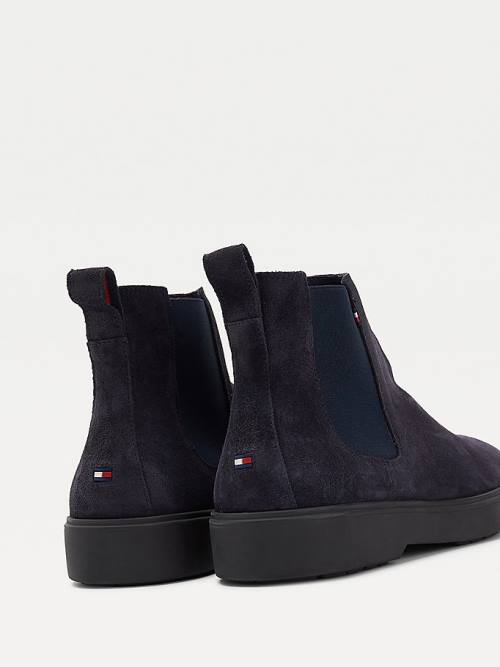 Tommy Hilfiger Classics Suede Chelsea Moški Škornji Modra | TH183RXY