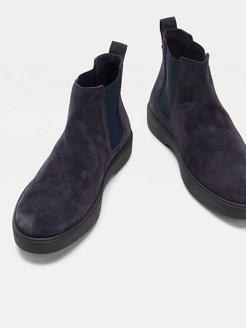 Tommy Hilfiger Classics Suede Chelsea Moški Škornji Modra | TH183RXY