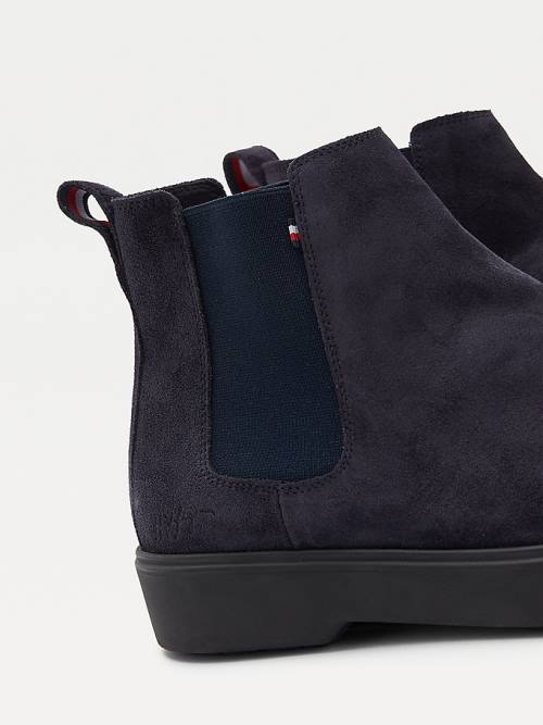 Tommy Hilfiger Classics Suede Chelsea Moški Škornji Modra | TH183RXY