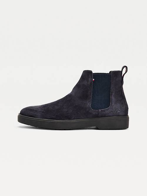 Tommy Hilfiger Classics Suede Chelsea Moški Škornji Modra | TH183RXY