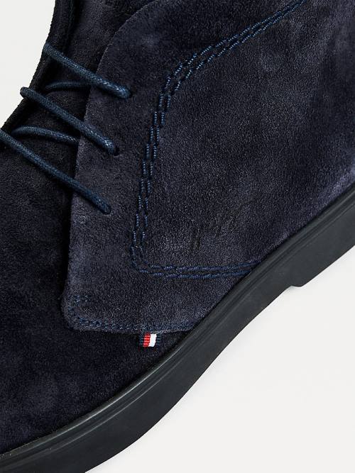 Tommy Hilfiger Classics Suede Lace-Up Ankle Moški Škornji Modra | TH108LXV