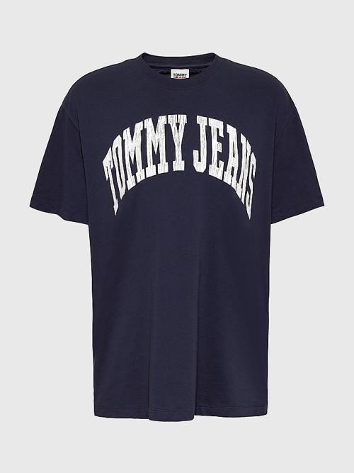 Tommy Hilfiger College Boyfriend Fit Ženske Majice Modra | TH315ZFN