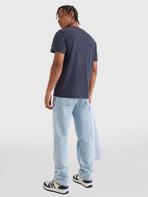 Tommy Hilfiger College Logo Moški Majice Modra | TH274HSP