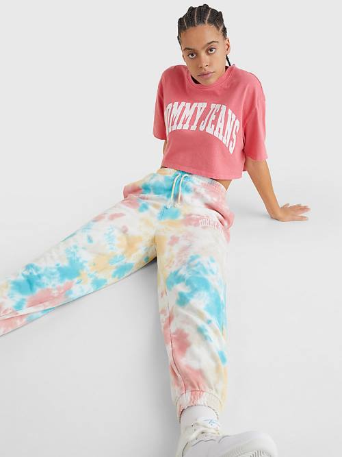 Tommy Hilfiger College Oversized Cropped Ženske Majice Roza | TH065SNF