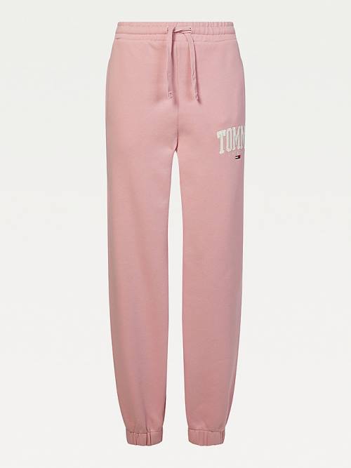 Tommy Hilfiger College Tommy Badge Plush Joggers Ženske Hlače Roza | TH405XJD
