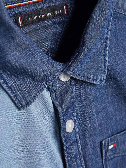 Tommy Hilfiger Colour-Blocked Denim Fantje Srajce Denim | TH381CHM