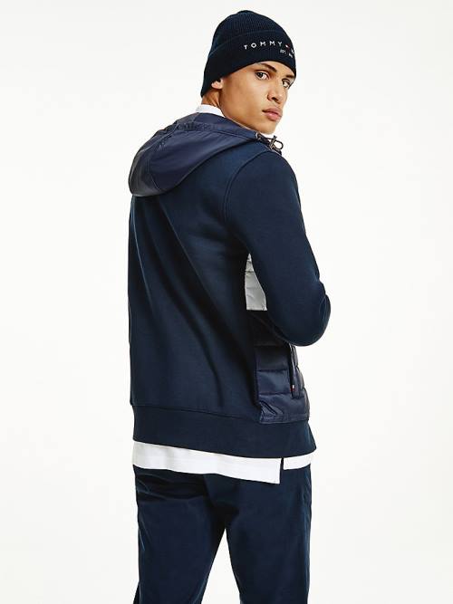 Tommy Hilfiger Colour-Blocked Padded Zip-Thru Moški Pulover s kapuco Modra | TH047LTQ