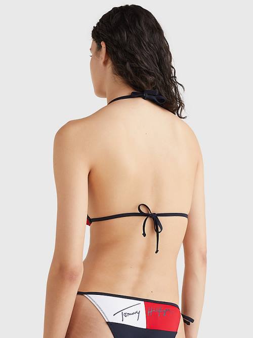 Tommy Hilfiger Colour-Blocked Triangle Bikini Top Ženske Kopalke Modra | TH784VPI
