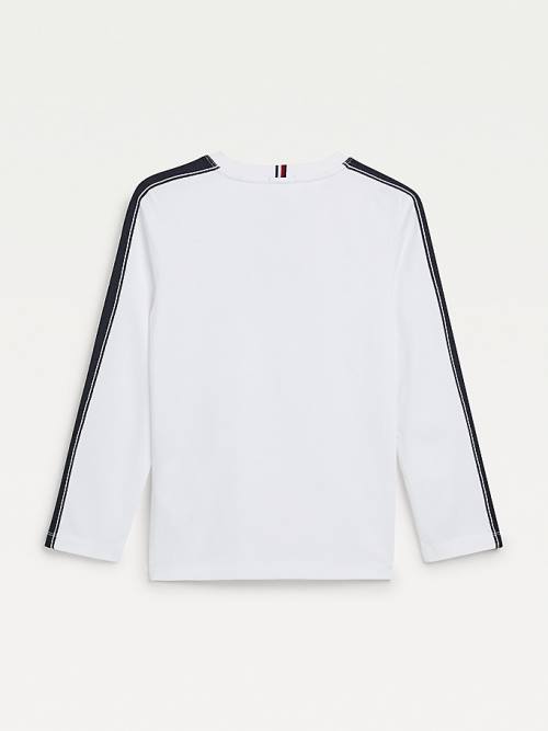Tommy Hilfiger Contrast Tape Long Sleeve Fantje Majice Bela | TH439LEG
