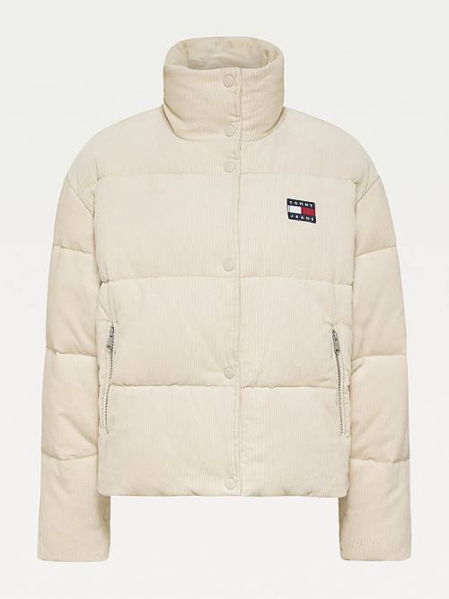 Tommy Hilfiger Corduroy Padded Puffer Ženske Jakne Bež | TH180ZJV