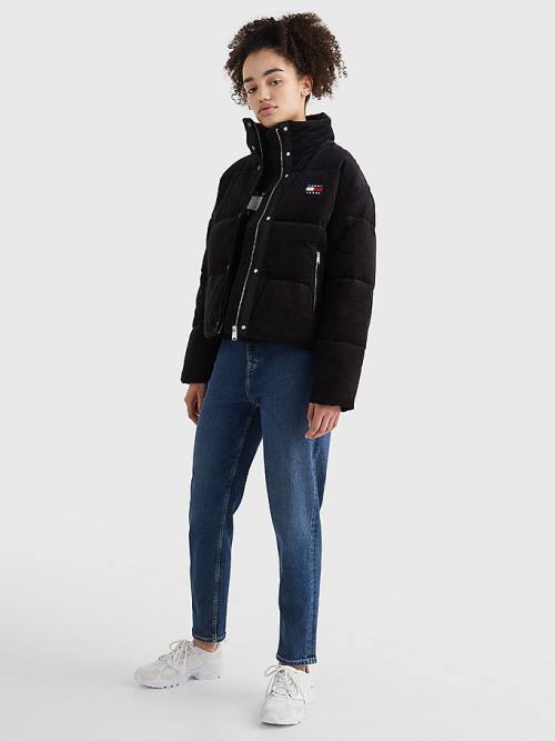 Tommy Hilfiger Corduroy Padded Puffer Ženske Jakne Črna | TH623CTX