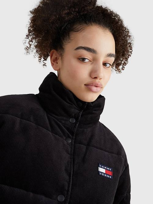 Tommy Hilfiger Corduroy Padded Puffer Ženske Jakne Črna | TH623CTX