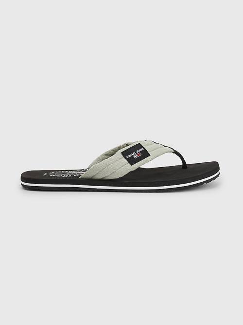Tommy Hilfiger Cotton Canvas Strap Flip-Flops Moški Sandali Siva | TH520PQH