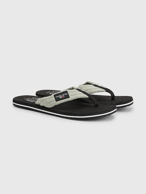 Tommy Hilfiger Cotton Canvas Strap Flip-Flops Moški Sandali Siva | TH520PQH