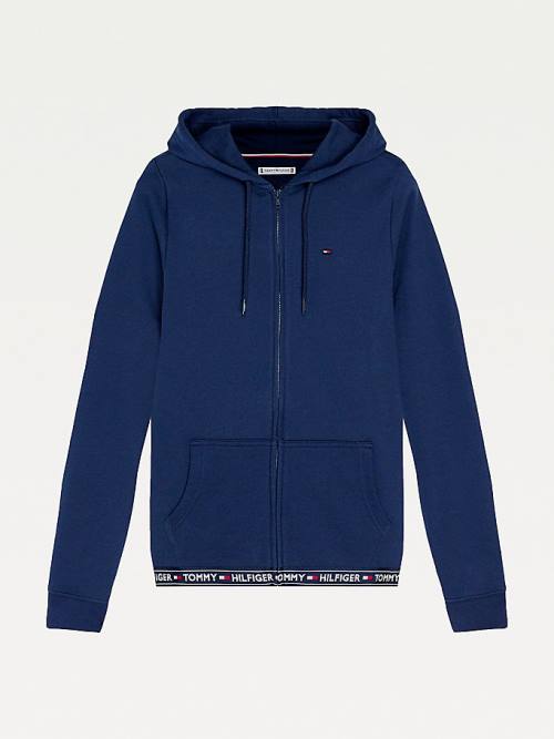 Tommy Hilfiger Cotton Terry Lounge Ženske Pulover s kapuco Modra | TH873CEY