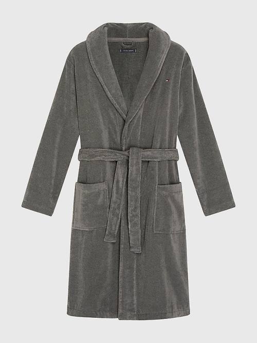 Tommy Hilfiger Cotton Towelling Bathrobe Moški Pižama Siva | TH254RTF